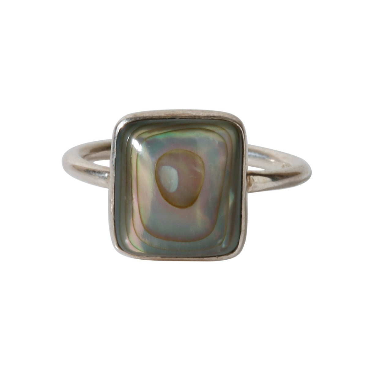 Square Abalone sterling silver ring