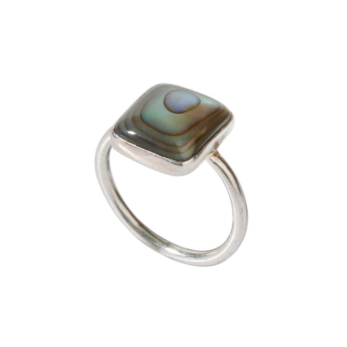 Square Abalone sterling silver ring