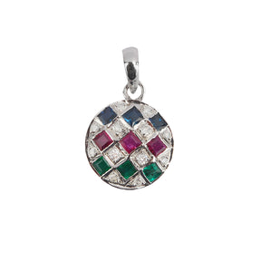 Silver Pendant with Sapphire Ruby and Emerald