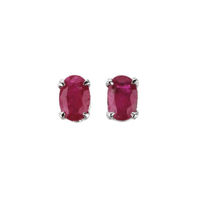 Silver Earrings with Oval Ruby